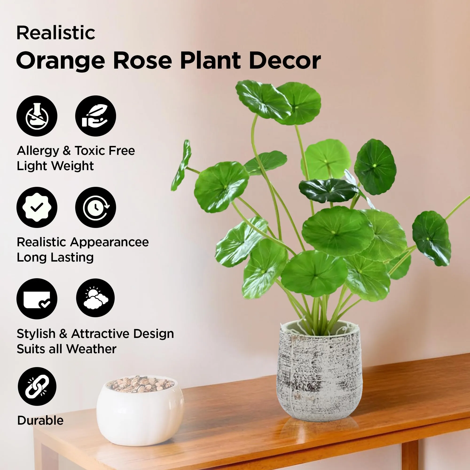 UMAI Artificial Money Plant (29cm) Artificial Plants for Home Decor | Home Decor Items for Living Room, Office, Reception, Hospital, Temple | Aesthetic Room Decor Items for Bedroom